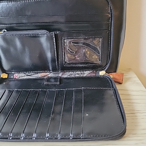 VINTAGE BELLE ROSE HAND PAGE PURSE WITH BUILT IN WALLET/ORGANIZER 11.5" X 8.5" - Picture 9 of 11